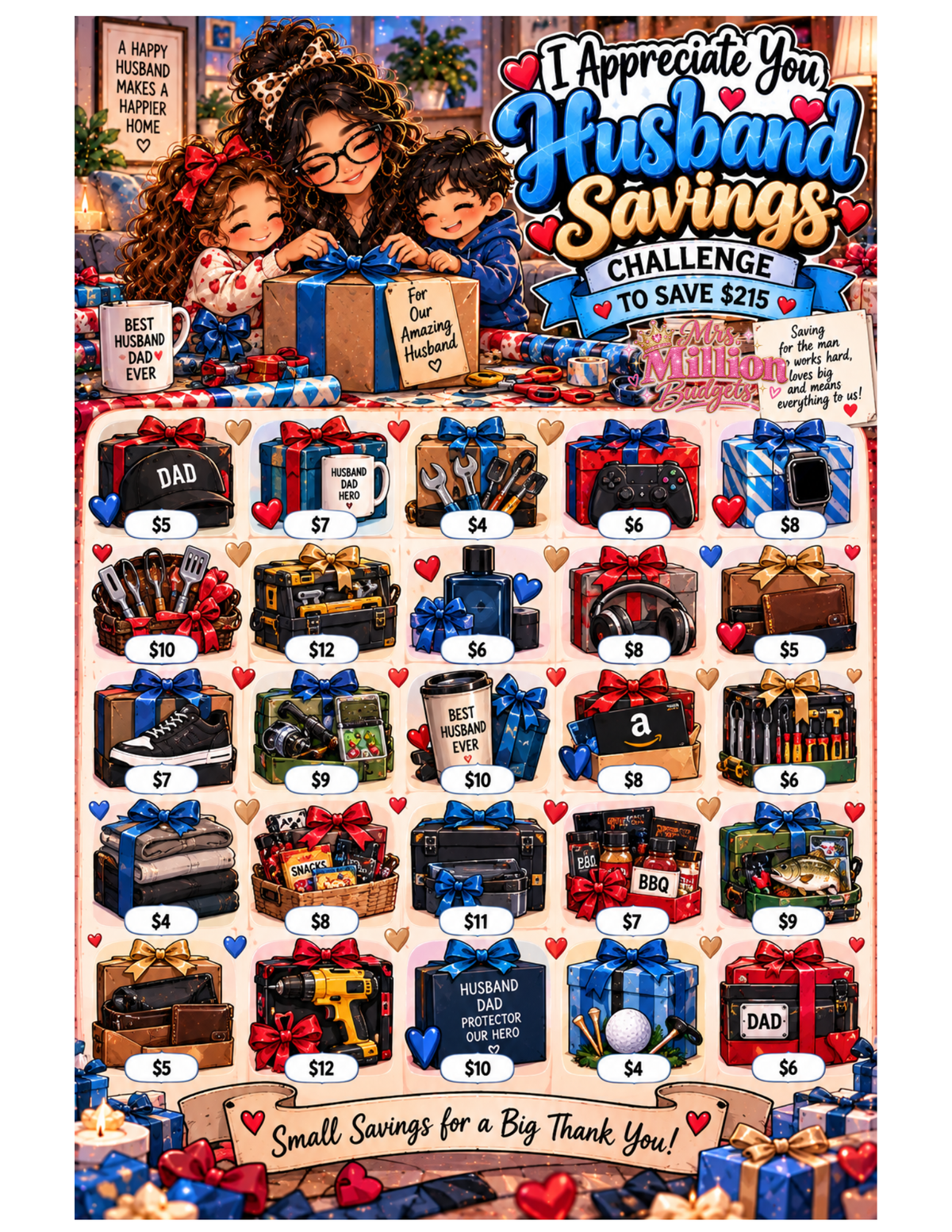 I Appreciate You Husband Savings Challenge Printable | Digital Download