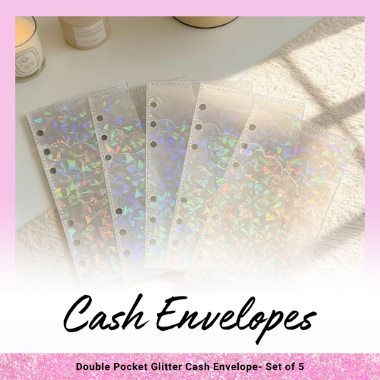 Double Pocket Glitter Cash Envelope - Set Of 5